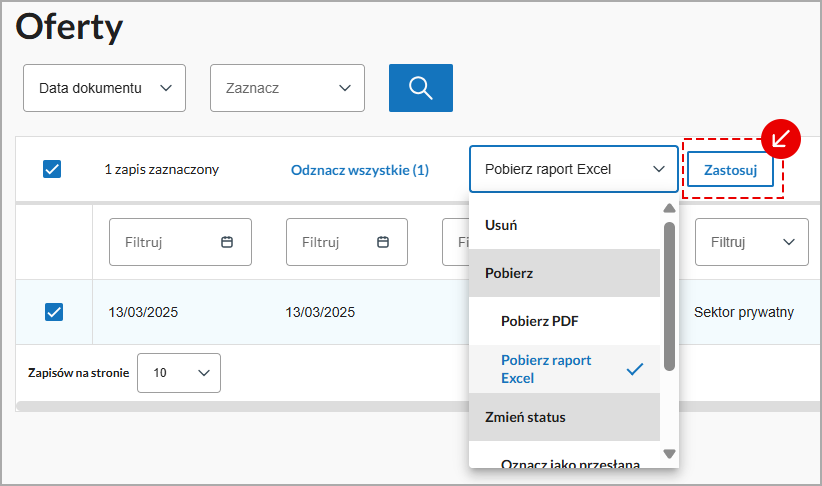Wyb&oacute;r formatu pliku do pobrania